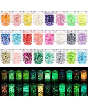 1 Box Fashion DIY Manicure Glow in the Dark Neon Sequins Hexagon Sequins Nail Art Glitter Luminous Nail Powder(12) - Buy Online on GoSupps.com