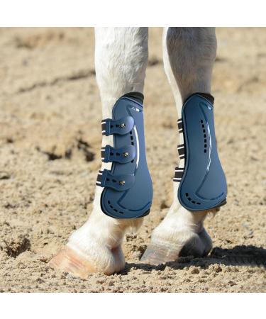 Free Gaiters & String Caps - 4-Set Gaaten Horse Impact Protection Boots for Jumping Riding & Dressage - Neoprene Tendon Guards in Size L Blue - Buy Online on GoSupps.com