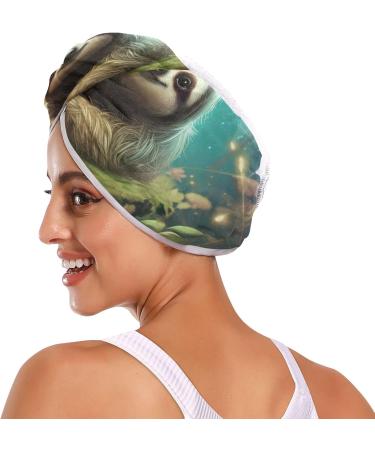 Super Absorbent Sloth Hair Towel 2 Pack - Quick Dry Hair Turbans & Button Wrap for Women & Girls - Buy Online on GoSupps.com