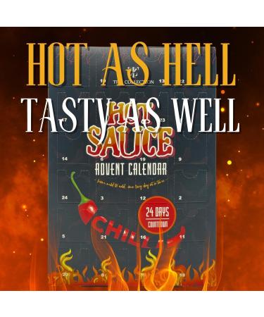 Chilli Advent Calendar 2023-24 Days of Hot Chilli Sauce Advent Calendar with 20 Fiery Flavours - Christmas Hot Sauce Gift Set for Chilli and Spicy Foods Lovers (Black (Sachet)) - Buy Online on GoSupps.com