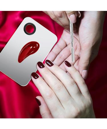 Wllhyf Stainless Steel Cosmetic Makeup Palette | Professional Mixing Plate with Spatula for Foundation & Nail Art | 15x10cm Makeup Artist Tools - Buy Online on GoSupps.com