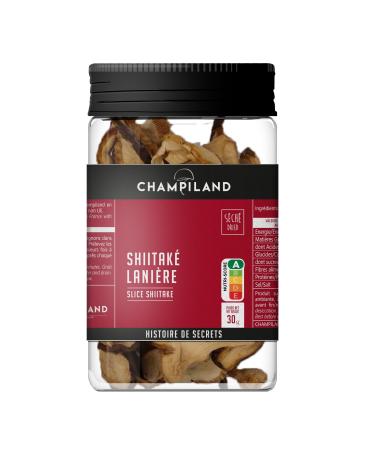 Champiland - Dried Strip Shiitake - Selected Cultivated Mushrooms - Exceptional Flavor - High Protein Mushrooms - 30g Jar