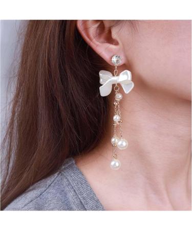 Vintage Crystal Pearl Drop Earrings | Bow Dangle & Tassel Jewelry for Women - Buy Online on GoSupps.com