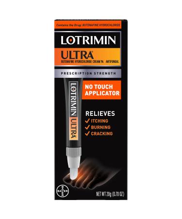 Lotrimin Ultra with No Touch Applicator, 1 Week Athlete's Foot Treatment Cream. Prescription Strength Butenafine Hydrochloride 1%, Cures Most Athletes Foot Between Toes, Antifungal, 0.7 oz (20 Grams)