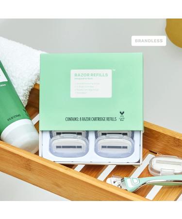 Brandless Razor Starter Kit | Aloe Vera & Vitamin E Moisturizing Strips | 5-Blade Cartridge with Weighted Handle | Clean Beauty | Cruelty Free - Cartridge Refills - Buy Online on GoSupps.com