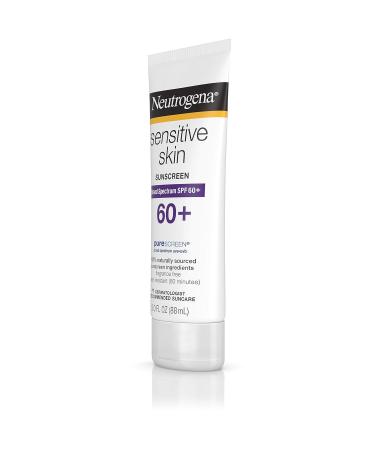 Neutrogena Sensitive Skin Sunscreen Lotion SPF 60+ 3 fl. oz (Pack of 3) - Hypoallergenic, Oil-Free & Water-Resistant - Buy Online on GoSupps.com