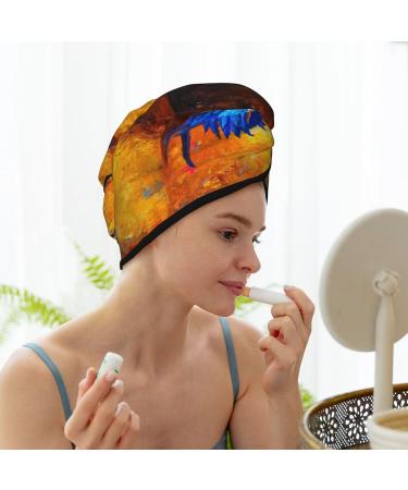 Hair Towel Wrap - Quick Drying Hair Turban with Button | Colorful Rooster Design - Buy Online on GoSupps.com