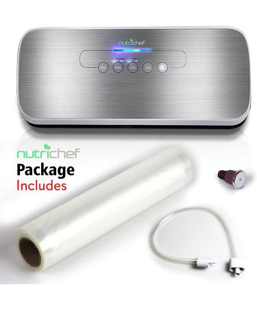 NutriChef PKVS Automatic Vacuum Sealer | Compact Design | Lab Tested | Dry & Moist Food Modes | Silver Vacuum Sealer - Buy Online on GoSupps.com