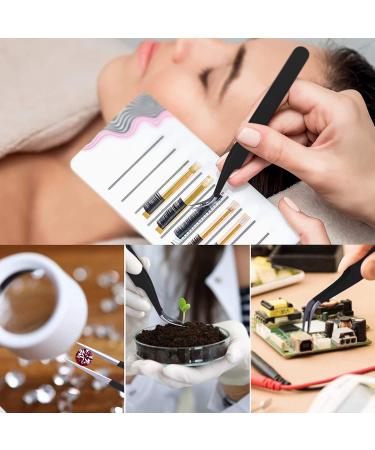 2 Pcs Black Nail Art Tweezers for Rhinestone, Sticker, Decal, Eyelash Extension, and Nail Foil - Precision Nail Decor Tool - Buy Online on GoSupps.com