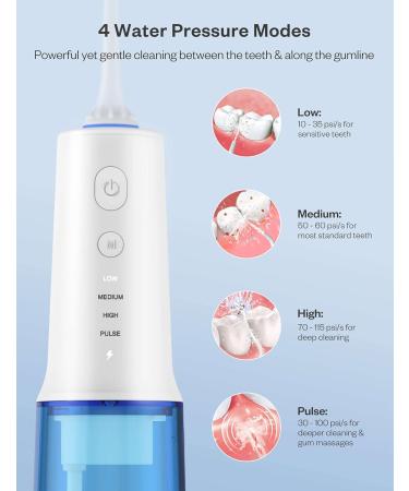 Water Dental Flosser - Portable Cordless Oral Irrigator 320ML Rechargeable IPX7 Waterproof 4 Modes for Home & Travel - Buy Online on GoSupps.com