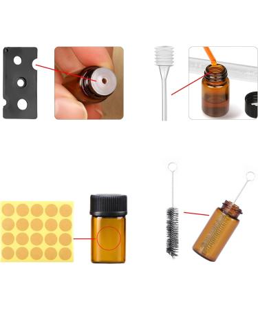 100 Mini Brown Glass Bottles 2ml for Essential Oils - Comes with Brush Pearl Cutter Straw & Stickers | Ideal for Spa & Massage - Buy Online on GoSupps.com