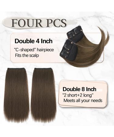 LNERATO 4 PCS Hair Toppers for Women Synthetic Clips in Hair Topper Invisible Clips in Hair Extension with Thinning Hair Adding Hair Volume Hairpieces for Daily Use(Double 4 inch and Double 8 inch Black Brown) 6 - Buy Online on GoSupps.com
