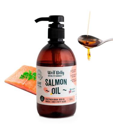 Wolf Belly - 100% Natural Salmon Oil for Dogs and Cats (500 ml) Rich in Omega 3 6 9 and Vitamin E Healthy Skin and Shiny Coat Strong Joints Healthy Immune System - Made in EU