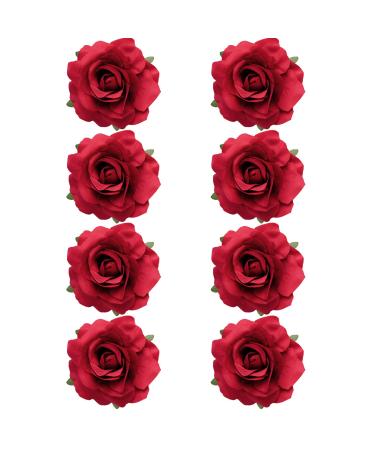 Topbuti 8 Pcs Rose Hair Clip Flower Hairpin Rose Brooch Floral Clips Rose Flower Headpiece Hair Accessories for Woman Girl Party Halloween Wedding Valentines Mother's Day