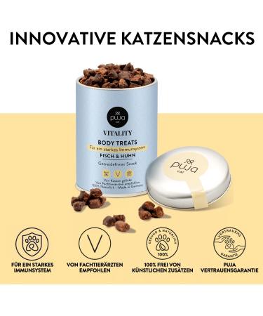 Puja Cat Snack - Grain Free Treats for Healthy Immune System | Fish & Chicken | 150g - Vitamins Zinc & Taurine Rich | Monthly Ration for Rewards & Games - Buy Online on GoSupps.com