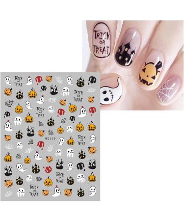 Halloween Nail Stickers 16 Sheets Self-Adhesive Nail Decal Pumpkin Ghosts Cobweb Nail Art Decoration Design Supplies - Buy Online on GoSupps.com