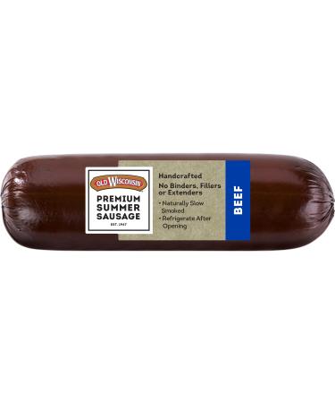 Old Wisconsin Premium Summer Sausage 100% Natural High-Quality Meat Charcuterie Ready to Eat High Protein Low Carb Keto Gluten Free Beef Flavor 8 Ounce