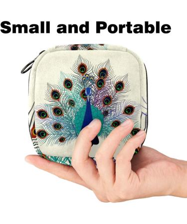 Buy Retro Napkin Storage Bag - Peacock Flower Pattern | Portable Menstruation Cup Bag for Teens & Women - Buy Online on GoSupps.com