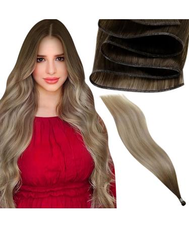 LAAVOO VIRGIN TREENS REAL HAY Extension Ombre Extension Real hair Tress Hair Hair Extensions Real Hair Sewing Injection 50cm Dark Brown to Hell Brown Blond #4/7/80 25g 50cm Virgin-25g 1.25 #4/7/80