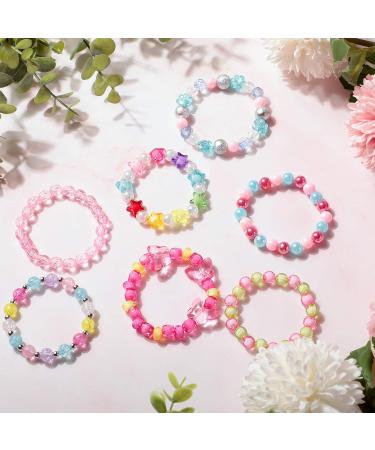 Hicarer 20 Pieces Girl Beaded Bracelets Cute Rainbow Bead Bracelets Colorful Bracelets Princess Bracelets Stretchy Bead Bracelets for Prince Birthday Present (Elegant Style) - Buy Online on GoSupps.com