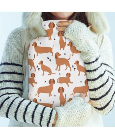 Heat Bottle with Dachshund Motif & Fluffy Cover 2L Warm Water Bottle for Kids Adults | Cozy Nights & Pain Relief - Buy Online on GoSupps.com