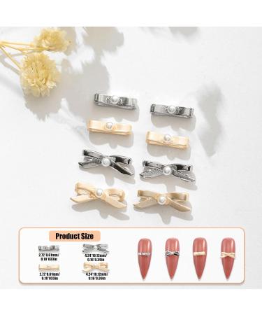 3D Bow Nail Charms 40PCS Gold Silver Bow Tie Pearl Nail Art Charms Nail Rhinestones Gems Nail Art Bows for Nail Art Design Decorations DIY Crafts Jewelry Accessories (Pattern C) - Buy Online on GoSupps.com