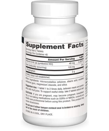 Source Naturals L-Tryptophan 1000 mg - 90 Tablets for Mood & Sleep Support - Buy Online on GoSupps.com