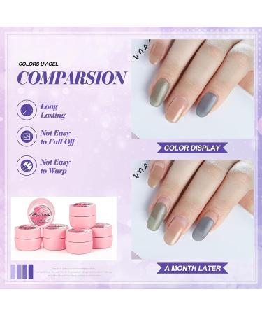 Shelloloh Glitter Gel Nail Polish Kit - 6 Super Platinum Colors with Painting Pen | Soak Off U V Gel Polish Set for Women - SET01 - Buy Online on GoSupps.com