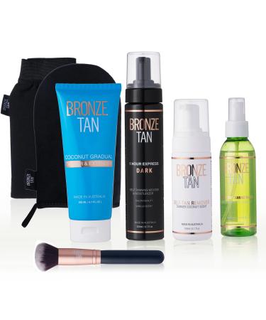 Bronze Tan Self Tanner Kit EVERYTHING Combo includes: Self Tanning Mousse  Face Tanning Water  Gradual Tanning Lotion  Tan Remover and All Sunless Tanning Applicator Accessories