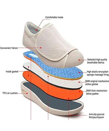 DITESABE Men's Adjustable Edema Diabetic Shoes - Extra Wide Width Orthopedic Sneakers for Swollen Feet - Beige - US 7/EU 41/JP 255 - Buy Online on GoSupps.com