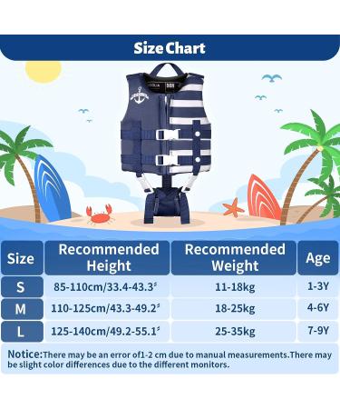Boglia Toddler Swim Vest Floaties - Adjustable Safety Strap, Ages 1-9, 18-75 lbs - Deep Blue Stripes | Learn to Swim Kids - Buy Online on GoSupps.com
