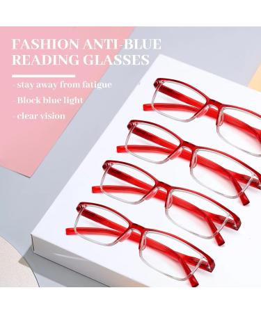 LUFF 4Pcs Anti-Blue Ray Reading Glasses - Portable Ultralight Readers 2.75X | Stylish Red 4-Pack for Eye Protection - Buy Online on GoSupps.com