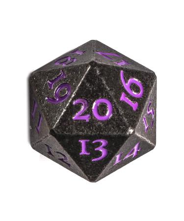 Extra Large Solid Metal D20 Spindown / Countdown Dice Tarnished Gunmetal Life Counter for MTG Magic The Gathering Commander EDH Extra Heavy