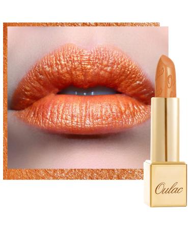 Oulac Metallic Shine Lipstick  High Impact Lipcolor with Moisturizing Creamy Formula  Long Lasting  Vegan & Cruelty-Free  Full-Coverage Lip Color 4.3 g/0.15 oz  Persimmons(19)