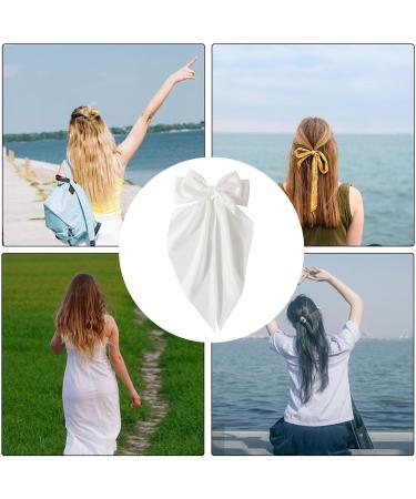 Bows for Women - Satin Elegant Hair Bows with Spring Clip | Large Decorative Hair Barrettes Multifunctional Hair Accessories for Women Females Girls Ladies White - Buy Online on GoSupps.com