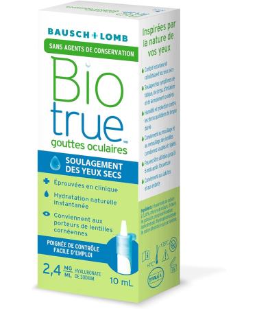 Biotrue Preservative Free Eye Drops for Dry Eyes Natural Moisturizer Hyaluronic Acid Lubricating Eye Drop for Long-Lasting Dry Eye Symptom Relief Preservative-Free MultiDose System 10mL Preservative Free 10 mL - Buy Online on GoSupps.com