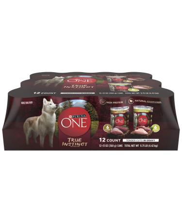 Purina ONE SmartBlend True Instinct Adult Canned Wet Dog Food Variety Pack - Turkey & Chicken 12 Ct. 13 Ounce (Pack of 12) Gravy