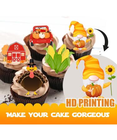 18pcs Glitter Corn Turkey Dessert Cupcake Topper Thanksgiving Gratitude Autumn Farm Harvest Theme Decor for Boys Girls Men Women Happy Birthday Party Decoration Supplies - Buy Online on GoSupps.com