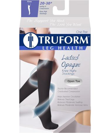Truform Women's Compression Stockings 20-30 mmHg - Thigh High Open Toe Opaque Medium Beige - 1 Pair - Buy Online on GoSupps.com