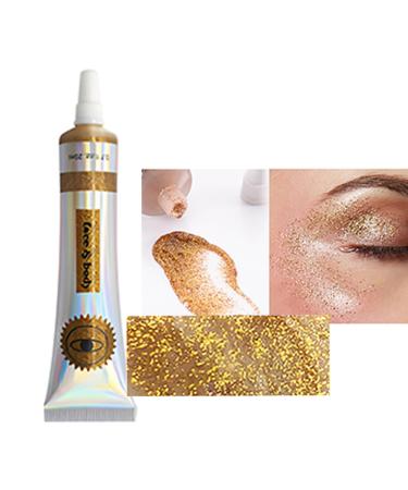 9 Color gold eyeshadow Face Hair Self Adhesive Body Glitter Gel Glitter Festival Accessories Cosmetic Glitter Holographic Long Lasting Powdery Glitters for Eye Lip Nails Festival Rave 09-Golden