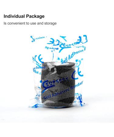 Black Self Adhesive Bandage Wrap 2 Inch x 5 Yards - 12 Pack, Ideal for Sports Injuries, First Aid, Knee, Ankle, Wrist Sprains - Medical Cohesive Bandage Self Adherent Wrap Vet Wrap Athletic Tape - Buy Online on GoSupps.com