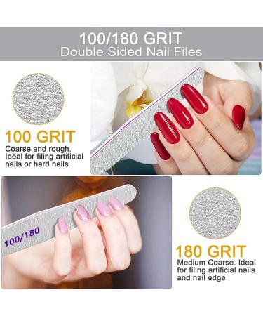 12pcs Professional Emery Board Nail Files for Natural & Acrylic Nails - Fine Grit Manicure Tools (100/180 Grit) - Buy Online on GoSupps.com