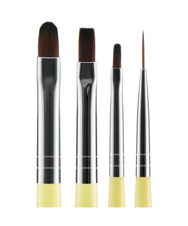 Beaute Galleria 4 Pieces UV Gel Nail Art Brush Set (Pro Flat  Carved  Detailer  and Round) for Thin Fine Line  Detailer  Outline  Striping  Nail Tips Builder  Polygel Nails  Gel Sculpting - Buy Online on GoSupps.com