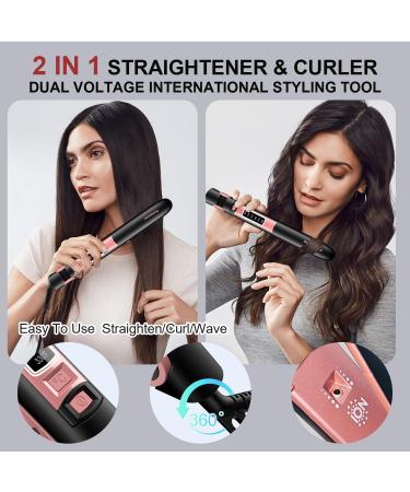 Fortissimo 2 in 1 Flat Iron Hair Straightener & Curler - Professional Ceramic Dual Voltage Auto Shut Off 330 F-430 F for All Hairstyles - Buy Online on GoSupps.com