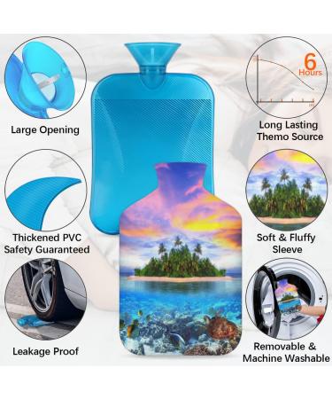 Cozy Summer Heat Bottle with Tropical Animal Cover - 2L Hot Water Bottle for Pain Relief & Comfort - Buy Online on GoSupps.com