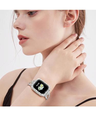 Bling Bumper Case Compatible with Apple Watch Series 6 5 4 Se 44mm Diamond Protective Face Cover for Women Hard PC Frame Protector for iWatch 44mm Silver Silver 44mm - Buy Online on GoSupps.com