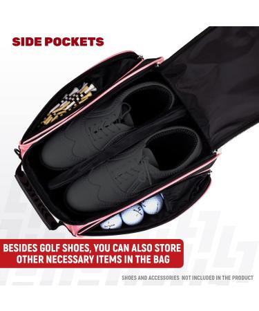 Saplize Golf Shoe Pocket Bag - Breathable & Ventilated Organizer for Men & Women - Pink Fits US Size 10 - Ideal Sports Travel Storage - Buy Online on GoSupps.com