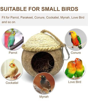 MISS FIRE Coconut Woven Bird House | Natural Coconut Cage with Cover for Parrot, Hamster, Squirrel, Rat, Lovebird, Finches - Buy Online on GoSupps.com