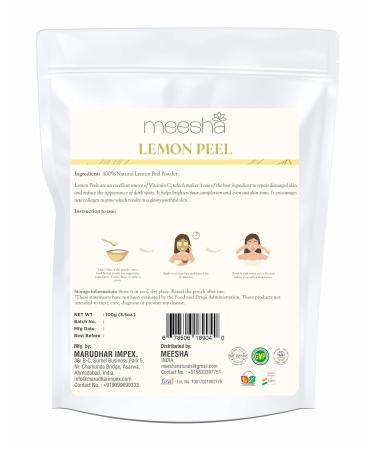 Meesha Lemon Peel Powder | 100% Natural Citrus Limon Powder for Hydrating Cleansing & Exfoliating | Rich in Vitamin C for DIY Face Masks Body Scrubs & Hair Treatments - Buy Online on GoSupps.com