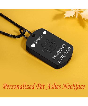 Fanery Sue Personalized Ash Necklace for Dogs - Custom Pet Urn Jewelry for Pet Cremation - Memorial Keepsake Necklace in Black - Buy Online on GoSupps.com